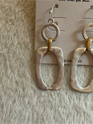 Pomina Two-Tone Link Drop Earrings in Silver and Gold thumbnail 2