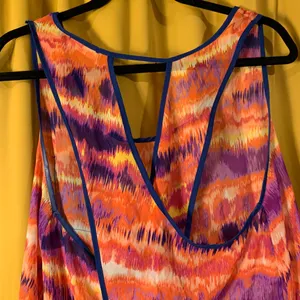 Funky Print Wrap Back Cut Out Flowing Tank Pink Size L thumbnail 6