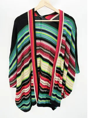 Lauren Ralph Lauren Women's Multicolor Striped Open Front Knit Cardigan Sweater‎ thumbnail 1