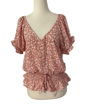 Sienna Sky Pink Blush V-neck Short Sleeve Blouse Women's Size Medium | 50-12 thumbnail 3