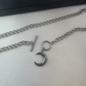 Moon Pendant Necklace for Men Women Streetwear Punk Hip Hop Unisex Style thumbnail 3