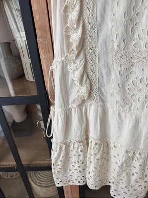MISA eyelet embroidered mini dress ruffle flutter sleeves cotton marieta thumbnail 6