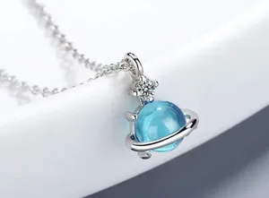 Mini Diamond Waterdrop Necklace Blue thumbnail 1