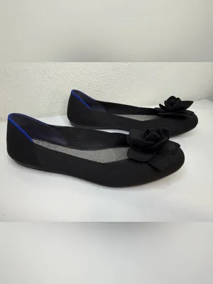 Rothy’s Black Rosette Flower Ballet Flats Size 8 thumbnail 3