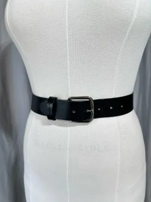 Leather Belt 38 Black Top Grain Oil Ten Leather Tooled Removable Silver Buckle thumbnail 1