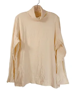 Lands End Shaped Fit Ivory Turtleneck Long Sleeve Top 1X 16W-18W Cotton Modal thumbnail 1