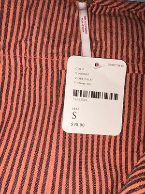Free People Striped Ruffle Tunic Mini Dress Small New With Tags Orange Mot thumbnail 7