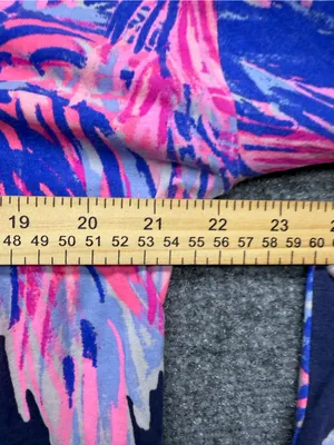 Lilly Pulitzer WomansLarge Tassel Hem Tropical Print Navy & Pink 1/4 sleeves thumbnail 4