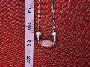 Lia Sophia single strand necklace with pink and white stones thumbnail 3