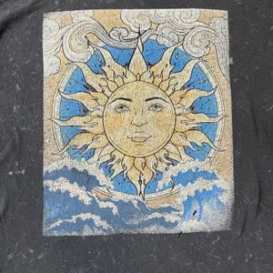 Vintage Y2K Mystic Sun‎ Shirt Gypsy Waves Retro Clouds Black Grey Medium Read! thumbnail 2