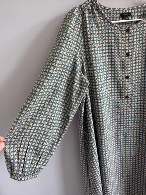 Ann‎ Taylor Geometric Print Midi Dress Large Long Sleeve Boho thumbnail 4