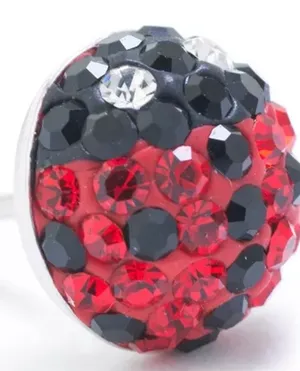 Sterling Silver Crystal Pavé Ladybug Stud Earrings – Black, Red, & White Rhinestone Ball Studs thumbnail 2