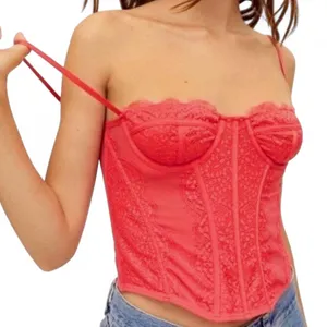 NWT Urban Outfitters Hot Pink Structured Corset Top size Large thumbnail 1