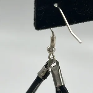 Double Leather Corded Dangling Earrings w/ Silver-Tone Bead Choice of Closure thumbnail 11