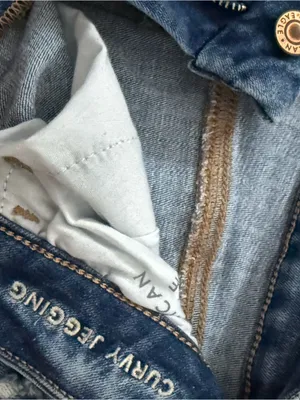 American Eagle Curvy Jegging Jeans Women’s 4 Long Distressed Ripped Stretch Blue thumbnail 2