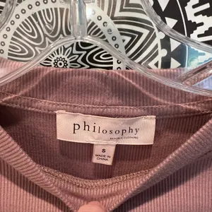 Philosophy Republic Clothing Mauve Ribbed Puff Sleeve Top Small thumbnail 2