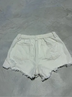 Aerie cream Distressed Denim Shorts XS thumbnail 8