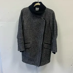 Vince Shawl Collar Asymmetrical Zip Wool Blend Lambskin‎ Trim Tweed Ines Coat XS thumbnail 3