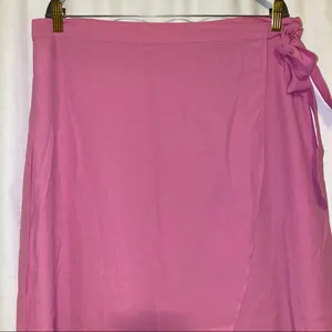 American Eagle Outfitters Midi Tie-Up Pink Wrap Skirt 🆕 XL thumbnail 13