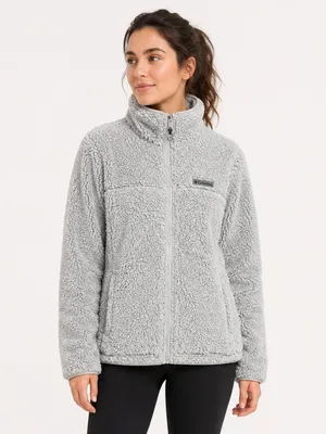 Columbia Gray High Pile Sherpa Fleece Full Zip Jacket Women’s S thumbnail 2