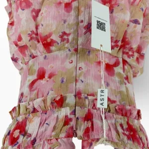 ASTR the Label Pink Coral Floral Tiered Ruffle Maxi Dress XS thumbnail 8