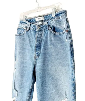 Abercrombie Jeans Dad High Rise Curve Love Button Fly Distressed 30 Long thumbnail 3