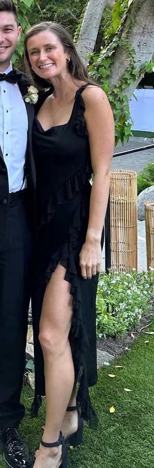 Black Maxi Slit Dress With Mesh Frills thumbnail 1