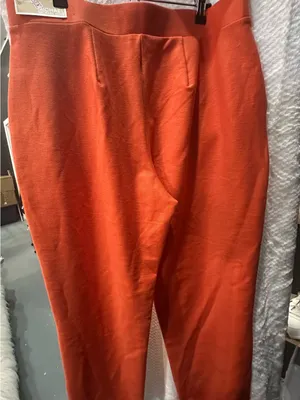 Michael Kors Bright Orange Cropped Ponte Pull-On Pants sz large thumbnail 2