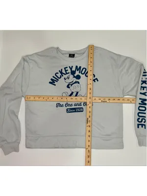 Disney Mickey Mouse Sweatshirt M Gray Crewneck Long Sleeve thumbnail 2