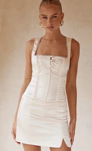 Runaway The Label - AMALDA MINI DRESS - IVORY thumbnail 1