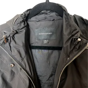 Banana Republic Black‎ Lightweight Hooded Rain Coat Jacket Women's Small GUC thumbnail 9