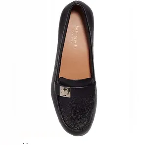 Kate Spade New York‎ Camilla Black Pebbled Leather Loafer Tan Sole sz 9.5B NIB thumbnail 2