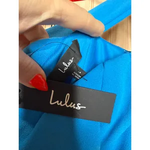 NWT Lulus Glamorous Dedication Blue Sleeveless Column Maxi Dress Wedding Size L thumbnail 8