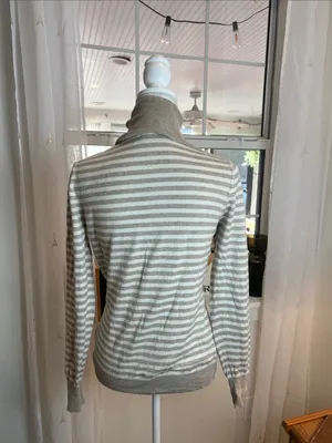 Banana Republic Striped Turtleneck Sweater in Taupe and Cream size medium. thumbnail 4