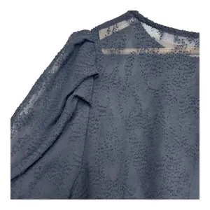 MNG Black‎ Sheer Textured Puff Sleeve Ruched Long Sleeve Top size 10 thumbnail 5