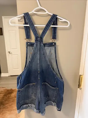 Abercrombie & Fitch Distressed Denim Overall Shorts - Size Small thumbnail 7