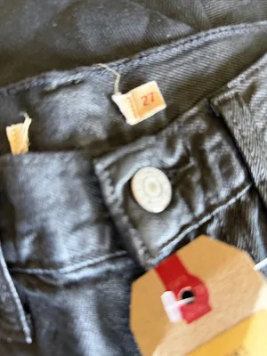 NWT Levi's Premium Ribcage Wide Leg Jeans A6081-0057 BLACK COATED Size 27x32 thumbnail 6