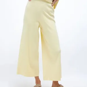 Charlie Holiday Delilah Butter Ribbed Knit High Rise Wide Leg Lounge Pants thumbnail 5