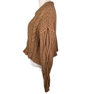 Free People Cutting Edge Cable Knit Sweater Brown Large thumbnail 6