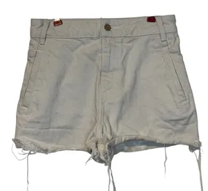 Zara Womens Shorts Bleached Spots High-Rise Frayed Hem Off White Denim Size 4 thumbnail 1