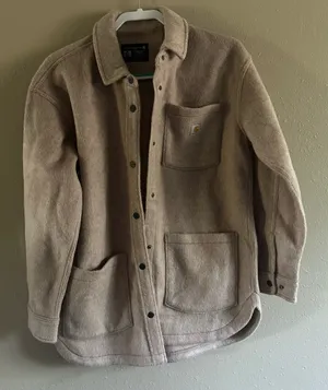 Carhartt Women's Loose Fit Fleece Shirt Jac - Oat Milk Heather (Size Medium NWOT) thumbnail 1
