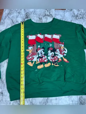 Disney Green Mickey Mouse ducks Graphic Sweatshirt winter Christmas stocking XXL thumbnail 4