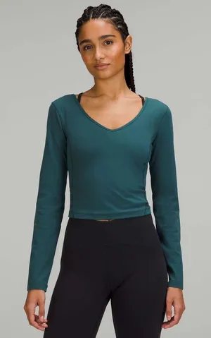 Lululemon Align Long Sleeve Shirt Green Jasper Sz 4 Athletic Pilates Crop Top thumbnail 1
