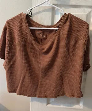 Aerie Waffle Knit Chill Crop Short Sleeve thumbnail 1