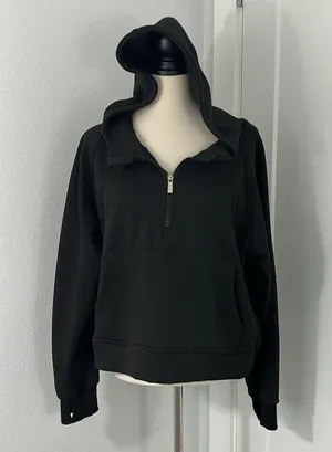 Amazon Laslulu XL Black Oversized Quarter-Zip Hoodie Sweatshirt with Pocket thumbnail 4