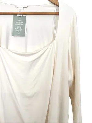 💥 NWT H&M Cream Square Neck Long Sleeve Top thumbnail 2