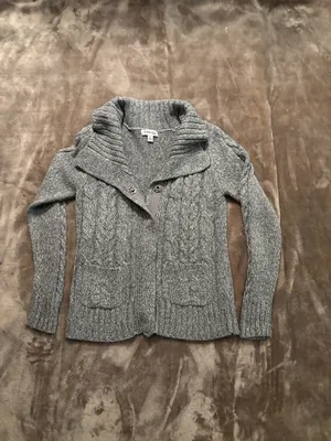 St. John's Bay Cardigan Women’s Size S Gray Cable Knit Sweater thumbnail 4
