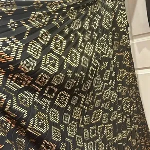 LuLaRoe‎ Black Gold Metallic Geometric Pleated Maxi Dress Small Long Sleeve Wrap thumbnail 5