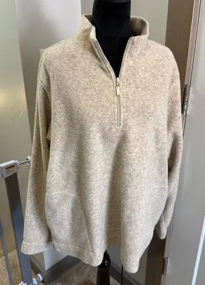 L.L. Bean Women’s‎ Sherpa Oat Brown Cream 1/4 Zip Pullover Sweatshirt Neutral XL thumbnail 1