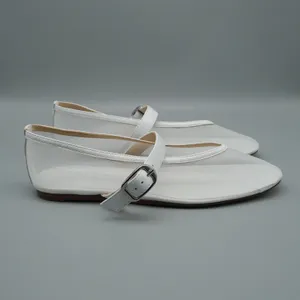 Marc Fisher Godina Mesh Mary Jane Flats 8M White Leather Trim Sheer Ballet thumbnail 8
